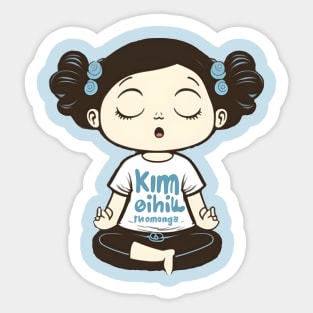 Girl meditating after a yoga practise Sticker